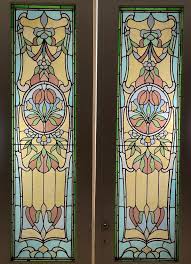 Tall French Antique Art Nouveau Leaded