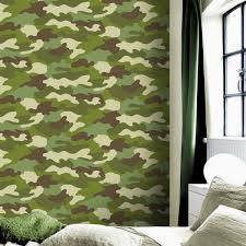 camouflage wallpaper green 10m kids
