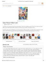 One Piece Filler List - The Ultimate Anime Filler Guide | PDF