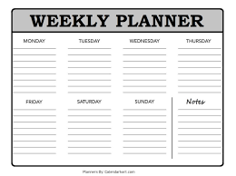 free printable weekly planner templates