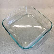 Vintage Pyrex 222 Clear Glass Brownie Baking Dish With Blue Tint And Handles 8 X 8 X 2 Square Casserole Or Side Dish Made In The Usa
