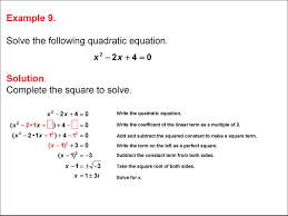 Math Example Quadratics Completing