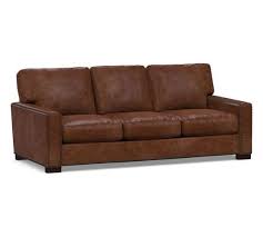 Turner Square Arm Leather Sofa With