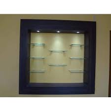 Brown Wooden Glass Wall Shelves At Rs