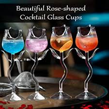Amazon.com | Rose Wine Glasses Cocktail Glass Set of 4 Flower Goblet  Drinking Cups Drinkware Clear Crystal Champagne Flutes Classy Red Wine  Glassware Ideal Gifts for Housewarming Wedding Birthday Celebrations: Wine  Glasses