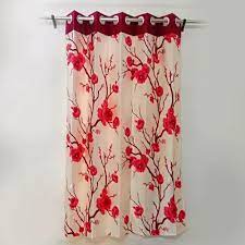 red flower window curtain size