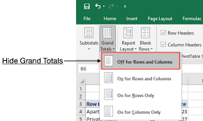 hide grand totals in pivot table excel
