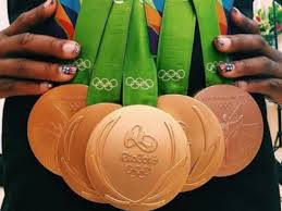 simone biles wears all her medals at