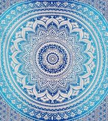 Cotton Fabric Blue Ombre Mandala