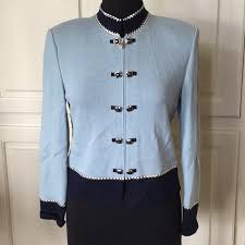 St John Evening Jacket In Navy Soft Blue