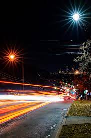 road tail lights lights glow