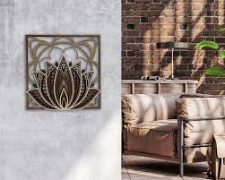 Lotus Flower Wood Mandala Wall Art