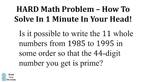 Hard Math Problem Solved Mentally In 1