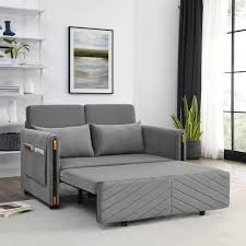 j e home 73 in w gray polyester full size convertible 2 seat sleeper sofa bed adjule loveseat couch with adjule backrest
