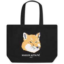 maison kitsuné fox head tote bag black