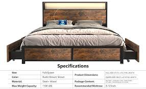 Queen Size Bed Frame Metal Platform Bed