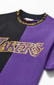 The lakers then introduced a white alternate that was only seen for sunday home games. Mitchell Ness Cotton Los Angeles Lakers Split T Shirt In Black Purple Purple For Men Lyst