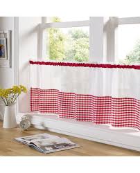 red gingham voile café curtain from net