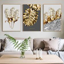 Abstract Golden Leaf Flower Canvas