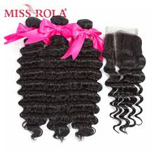 Miss Rola Hair Deep Wave Brazilian Hair Weave Bundles With