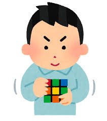 ルービックキューブをしている人のイラスト(男性) | かわいいフリー ...