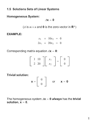 Solution Sets Of Linear Systems
