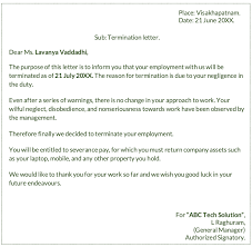 sle termination letters to employee