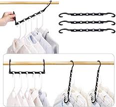 Powder coated steel hanger with two to six circular hooks. Amazon Com House Day Black Magic Hangers Space Saving Clothes Hangers Organizer Smart Closet Space Saver Pack Of 10 With Sturdy Plastic For Heavy Clothes Home Kitchen