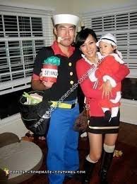 Only popeye, olive oyl, and swee' pea! Coolest Homemade Popeye Olive Oyl And Sweet Pea Group Halloween Costume