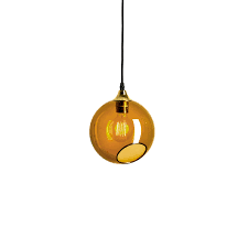 Small Amber Glass Globe Pendant With