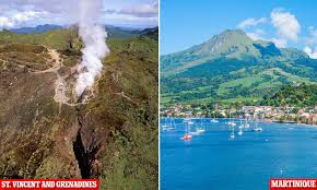 A volcano on the southeastern caribbean island of st. Two Dormant Volcanoes On Martinique And St Vincent And The Grenadines Begin To Rumble And Smoke Daily Mail Online