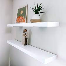 White Solid Wood Floating Shelves White