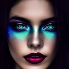 glowing neon makeup with dramatic look