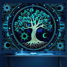 Blacklight Tree Of Life Tapestry Uv