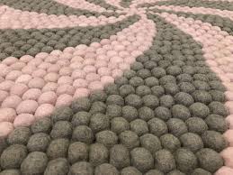 candy pop felt ball rug pink and grey