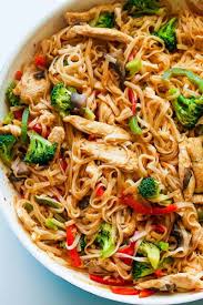 Chicken Stir Fry with Rice Noodles (30 minute meal)