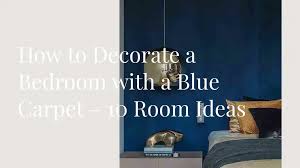 a bedroom with a blue carpet