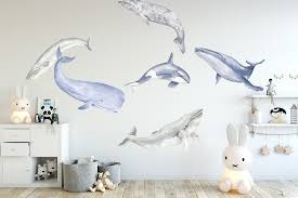 Watercolour Whale Decal Set Removable