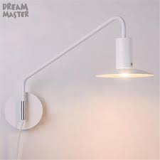 Modern Art Decorative Led Wall Lights With Plug In Cord White Bedroom Wall Lamp Adjustable Arm Bedside Reading Lamp Fixtures Led Indoor Wall Lamps Aliexpress