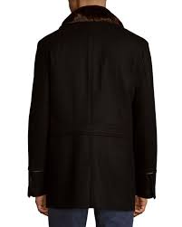 Double Ted Faux Fur Collar Peacoat