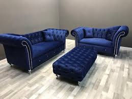 3 2 royal blue chesterfield set