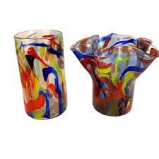 vintage multicolored glass flower vases
