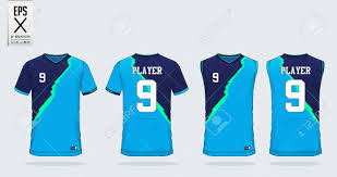Blue Stripe Pattern T Shirt Sport Design Template For Soccer