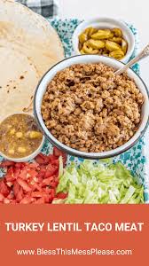 Ground turkey goes into the instant pot with some chunky salsa and canned green chilies; Instant Pot Ground Turkey And Lentil Taco Filling Filling Nutritious And Flavorful Instant Pot Ground Lentil Tacos Taco Fillings Homemade Taco Seasoning Mix