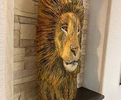 Carved Wood Lion Lion Sculpture Lion