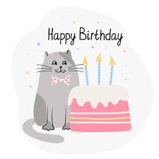 happy birthday card with a cute cat and