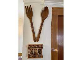 Giant Vintage Wooden Spoon And Fork