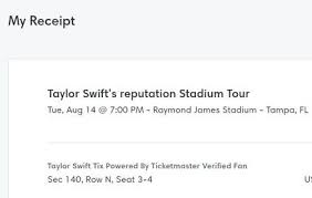 2 Taylor Swift Reputation Stadium Tour Tickets Raymond
