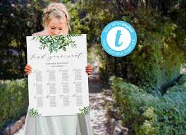 Large Greenery Wedding Seating Chart With Modern Calligraphy