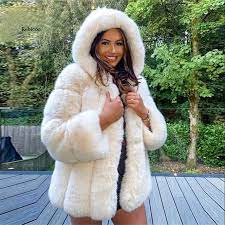 Fluffy Hooded Faux Fur Coat Women